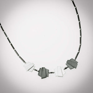 Trapezi 4 pieces silver short necklace