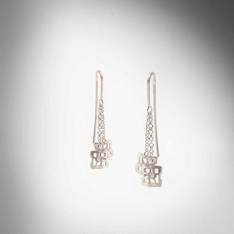 Malla long silver earrings