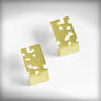Golden button cube earrings