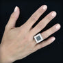 Silver ring with metal and rubber