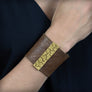 Golden leather bracelet