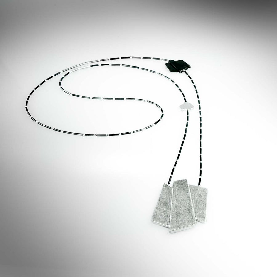 Trapezi silver long necklace