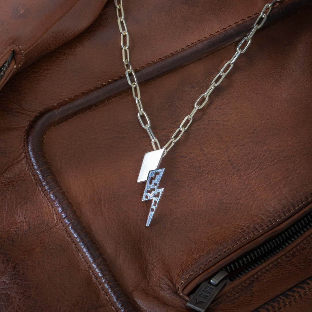 Necklace in silver, large, Llamp collection · Nerea Aixàs