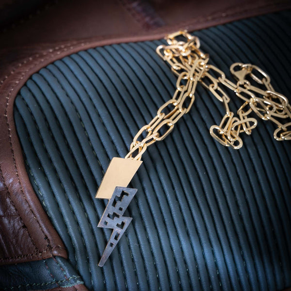Necklace in gold-plated silver, large, Llamp collection · Nerea Aixàs