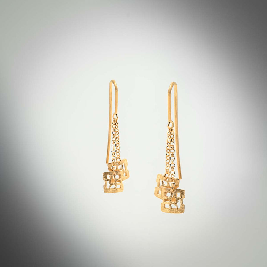 Malla long gold earrings