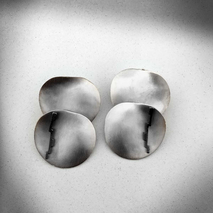 Silver double earrings Poma