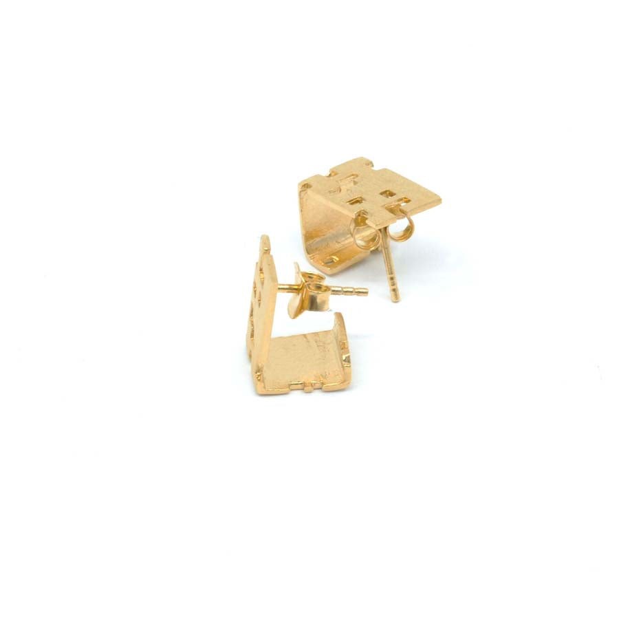 Pendientes botón cubo de plata y oro, colección Cub · Nerea Aixàs