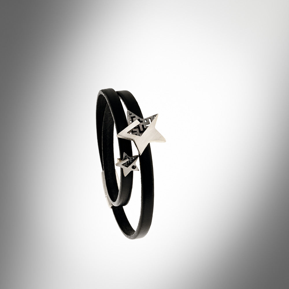 Pulsera doble de cuero y plata, colección Estrella · Nerea Aixàs