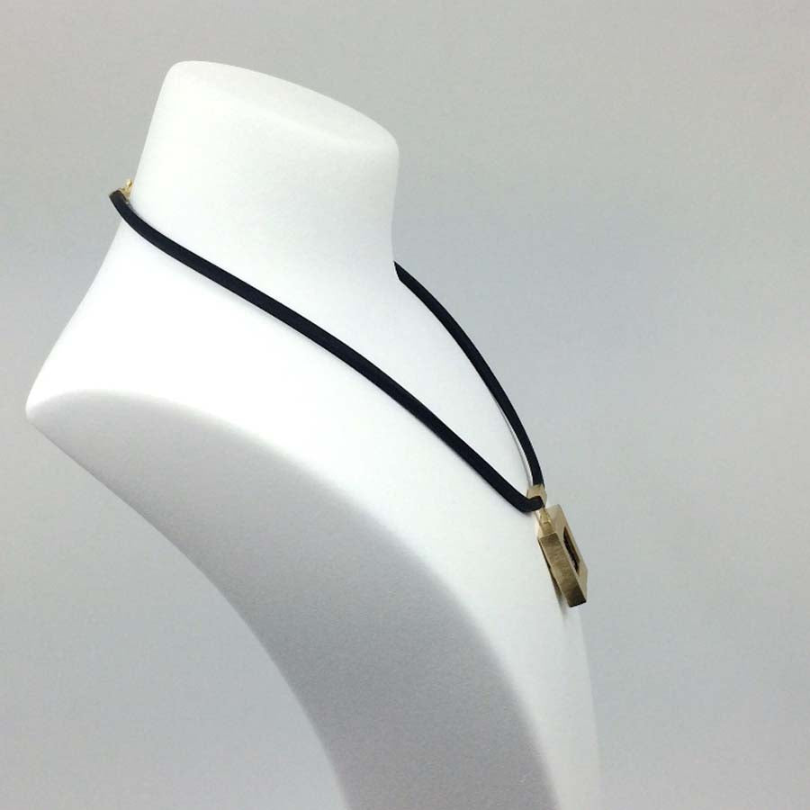 Necklace in gold-plated silver large pendant, Xarxa collection · Nerea Aixàs