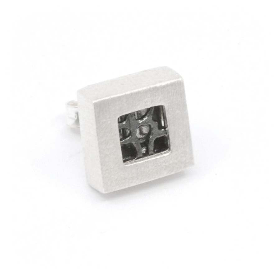 Stud earrings in silver, Xarxa collection · Nerea Aixàs