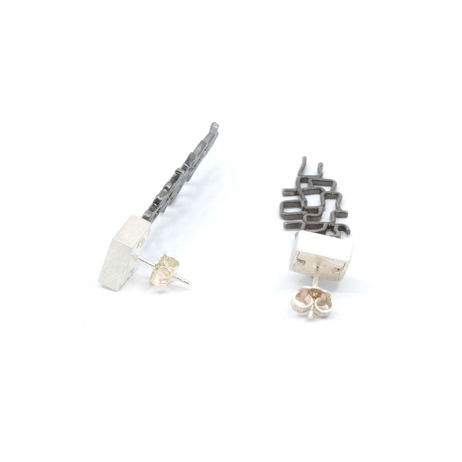 Pendientes largos de plata, colección Xarxa · Nerea Aixàs