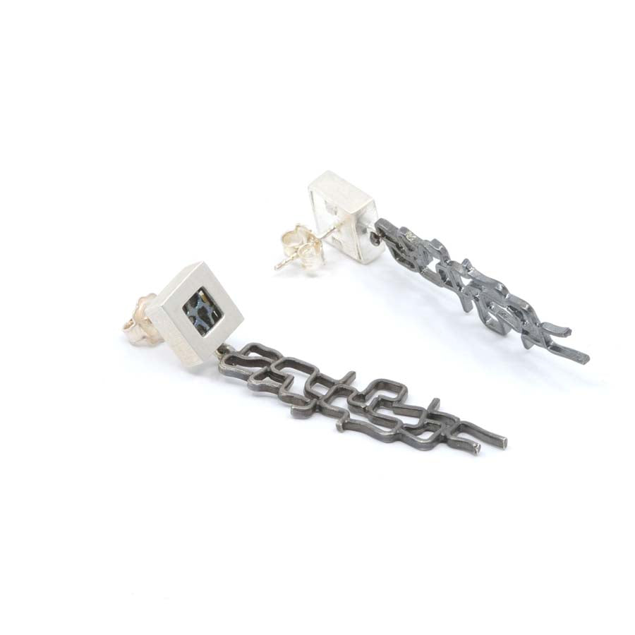 Pendientes largos de plata, colección Xarxa · Nerea Aixàs