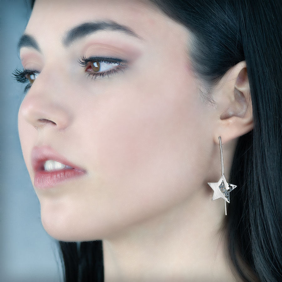 Silver star earrings
