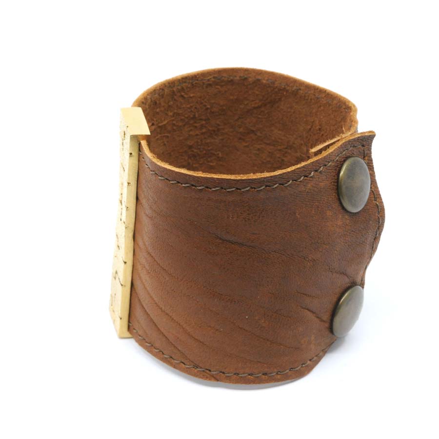Pulsera de cuero y plata dorada, colección Textura · Nerea Aixàs