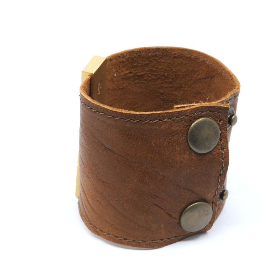 Pulsera de cuero y plata dorada, colección Textura · Nerea Aixàs