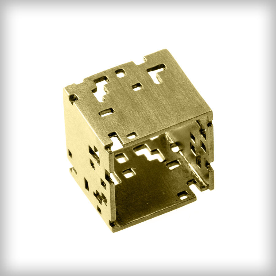 Necklace with large golden cube